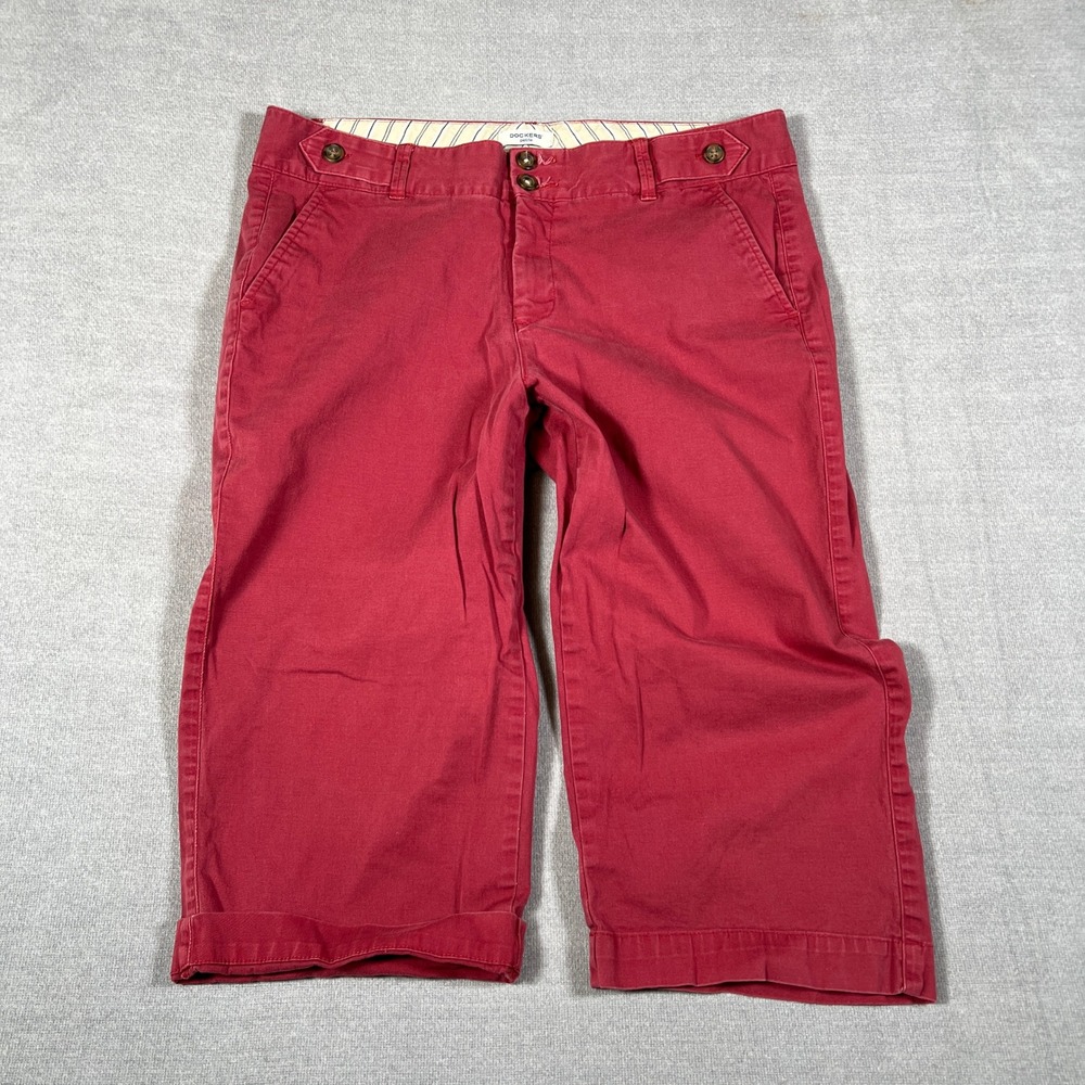 Dockers Curvy Fit Mid Rise Capris Women 10P Red Cotton Blend